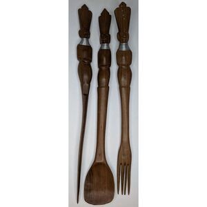 Set Of Genuine Besmo Hand Carved In‎ Kenya Spoon/ Knife/ Fork Decorative